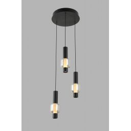 Aviano Ronda lampa wisząca 3x8 W czarna-chrom-przydymiona 6224-0310