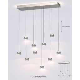 Aviano Quiberon lampa wisząca 55 W szampan-nikiel 7039-1003