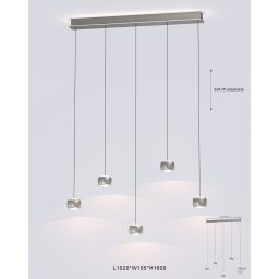 Aviano Quiberon lampa wisząca 27 W szampan-nikiel 7039-503