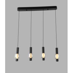 Aviano Ronda lampa wisząca 4x8 W czarna-chrom-przydymiona 7224-0410