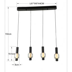 Aviano Ronda lampa wisząca 4x8 W czarna-chrom-przydymiona 7224-0410