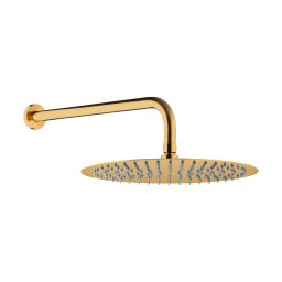 Oltens Vindel Lagan deszczownica 30 cm okrągła z ramieniem ściennym złoto szczotkowane 36014810