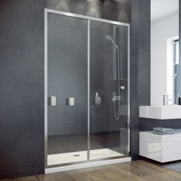 Besco Duo Slide drzwi prysznicowe 130 cm przesuwne chrom błyszczący/szkło przezroczyste DDS-130