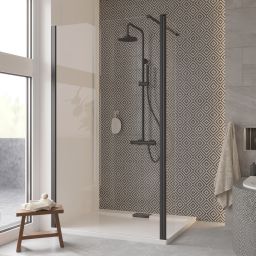 Besco Eco-N Black Walk-In ścianka prysznicowa 90 cm czarny mat/szkło przezroczyste ENB-90-195C