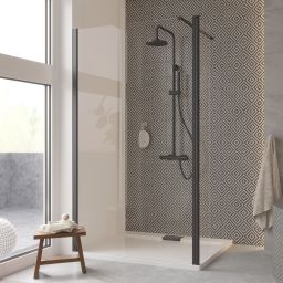 Besco Eco-N Black Walk-In ścianka prysznicowa 100 cm czarny mat/szkło przezroczyste ENB-100-195C