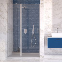 Besco Exo-C drzwi prysznicowe 100 cm uchylne chrom/szkło przezroczyste EC-100-190C