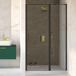 Besco Exo-C Black drzwi prysznicowe 110 cm uchylne czarny mat/szkło przezroczyste ECB-110-190C