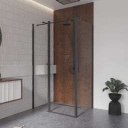 Besco Exo-CH Black ścianka prysznicowa 80 cm boczna czarny mat/szkło przezroczyste PCH-8B-190C