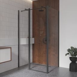 Besco Exo-CH Black ścianka prysznicowa 90 cm boczna czarny mat/szkło przezroczyste PCH-9B-190C