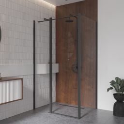 Besco Exo-CH Black ścianka prysznicowa 100 cm boczna czarny mat/szkło przezroczyste PCH-10B-190C