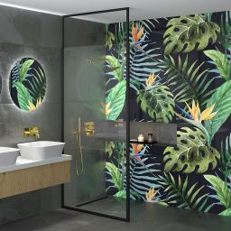 Besco Icon Walk-In ścianka prysznicowa 110 cm czarny mat/szkło przezroczyste IC-110-200C