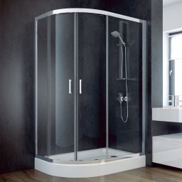Besco Modern 190 kabina prysznicowa 100x80 cm półokrągła asymetryczna chrom połysk/szkło przezroczyste MA-108-190-C