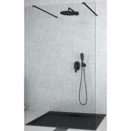 Besco Aveo Due Black Walk-In ścianka prysznicowa 90 cm czarny mat/szkło przezroczyste ADB-90-195C