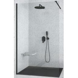 Besco Aveo Black Walk-in ścianka prysznicowa 90 cm czarny mat/szkło przezroczyste AVB-90-195C