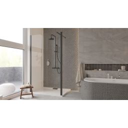 Besco Eco-N Black Walk-In ścianka prysznicowa 100 cm czarny mat/szkło przezroczyste ENB-100-195C