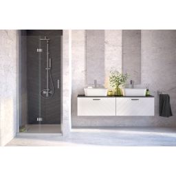 Besco Exo-H drzwi prysznicowe 80 cm składane chrom/szkło przezroczyste EH-80-190C