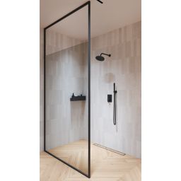 Besco Icon Walk-In ścianka prysznicowa 100 cm czarny mat/szkło przezroczyste IC-100-200C