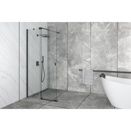 Besco Vayo Black Walk-In ścianka prysznicowa 100 cm czarny mat/szkło przezroczyste VYB-100-200C