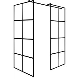 Besco Excea Walk-In kabina prysznicowa 100x90 cm prostokątna czarny mat/szkło przezroczyste z motywem EXC-109-190B