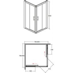 Besco Modern 165 kabina prysznicowa 80 cm kwadratowa chrom/szkło grafitowe MK-80-165-G