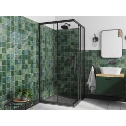 Besco Modern Black kabina prysznicowa 80x80 cm kwadratowa czarny mat/szkło przezroczyste MKB-80-190-C