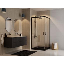 Besco Modern Black kabina prysznicowa 80x80 cm kwadratowa czarny mat/szkło przezroczyste MKB-80-190-C