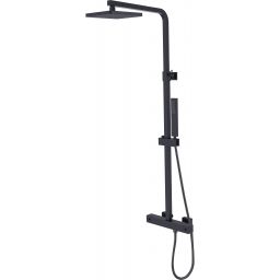 Besco Modern Varium zestaw prysznicowy termostatyczny z deszczownicą czarny mat BP-MVT-CZ