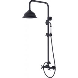 Besco Retro zestaw prysznicowy ścienny z deszczownicą czarny mat BP-R-CZ