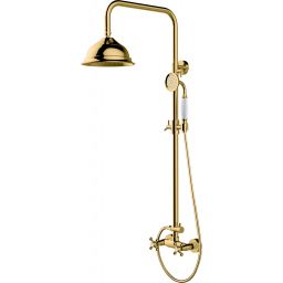 Besco Retro zestaw prysznicowy ścienny z deszczownicą złoty BP-R-ZL