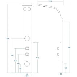 Corsan Bali panel prysznicowy ścienny drewno/chrom B-231MBALICHROM