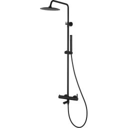 Corsan Lugo zestaw prysznicowy z deszczownicą ścienny czarny półmat CMN01MBLW
