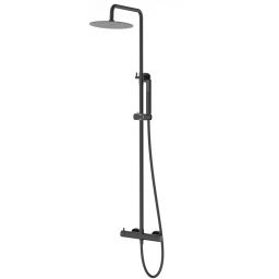 Corsan Lugo zestaw prysznicowy z deszczownicą ścienny czarny półmat CMN01MBL