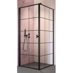 Radaway Nes Black KDJ I Factory drzwi prysznicowe 80 cm lewe czarny mat/szkło Factory 10022080-54-55L