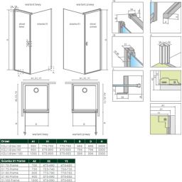 Radaway Nes Black S1 ścianka prysznicowa 90 cm boczna czarny mat/szkło Frame 10039090-54-56