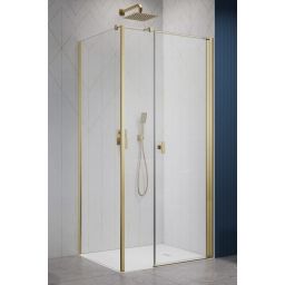 Radaway Nes Brushed Gold KDS I ścianka prysznicowa 80 cm złoty szczotkowany/szkło przezroczyste 10043080-99-01