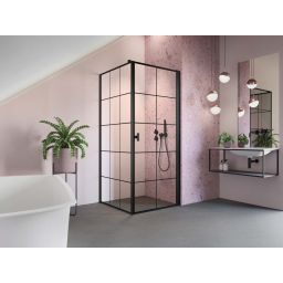 Radaway Nes 8 Black KDJ I Factory ścianka prysznicowa 100 cm boczna czarny mat/szkło Factory 10089100-54-55