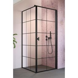 Radaway Nes 8 Black KDJ I Factory ścianka prysznicowa 100 cm boczna czarny mat/szkło Factory 10089100-54-55