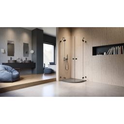 Radaway Essenza Pro Black PDD kabina prysznicowa część prawa 80x80 cm półokrągła 10095080-54-01R