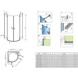 Radaway Essenza Pro Gold PDD kabina prysznicowa część lewa 80x80 cm półokrągła 10095080-09-01L