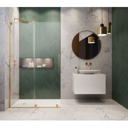 Radaway Furo SL Gold Walk-In drzwi prysznicowe 53,8 cm lewe złoty połysk/szkło przezroczyste 10306538-09-01L