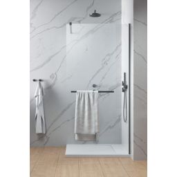 Radaway Modo New Brushed Gunmetal II ścianka prysznicowa walk-in 110 cm z wieszakiem gunmetal szczotkowany/szkło przezroczyste 389114-92-01W