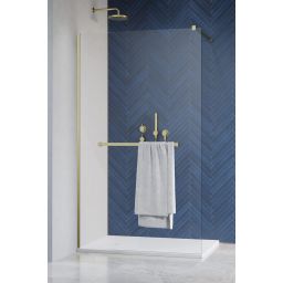 Radaway Modo New Brushed Gold II ścianka prysznicowa z wieszakiem 120 cm złoty szczotkowany/szkło przezroczyste 389124-99-01W