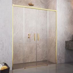 Radaway Idea DWD drzwi prysznicowe 160 cm wnękowe dwuskrzydłowe złoty połysk/szkło przezroczyste 387126-09-01