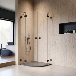 Radaway Essenza Pro Black PDD kabina prysznicowa część lewa 80x80 cm półokrągła 10095080-54-01L