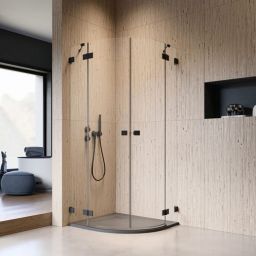 Radaway Essenza Pro Black PDD kabina prysznicowa część prawa 80x80 cm półokrągła 10095080-54-01R