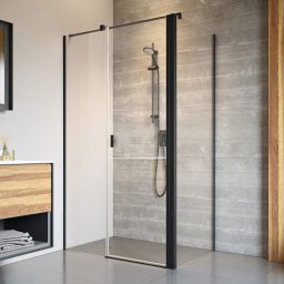 Radaway Nes 8 Black KDS II ścianka prysznicowa 80 cm boczna czarny mat/szkło przezroczyste 10080080-54-01