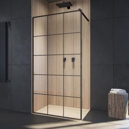 Radaway Modo X Black II Factory walk-in ścianka prysznicowa 120 cm czarny mat/szkło Factory 389324-54-55