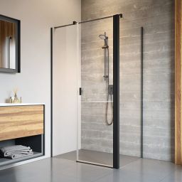 Radaway Nes 8 Black KDS II drzwi prysznicowe 110 cm lewe czarny mat/szkło przezroczyste 10087110-54-01L