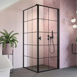 Radaway Nes 8 Black KDJ I Factory ścianka prysznicowa 100 cm boczna czarny mat/szkło Factory 10089100-54-55