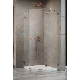 Radaway Essenza Pro Brushed Copper PTJ kabina prysznicowa 80x80 cm pięciokątna prawa miedź szczotkowana/szkło przezroczyste 10100000-93-01R/10100100-01-01